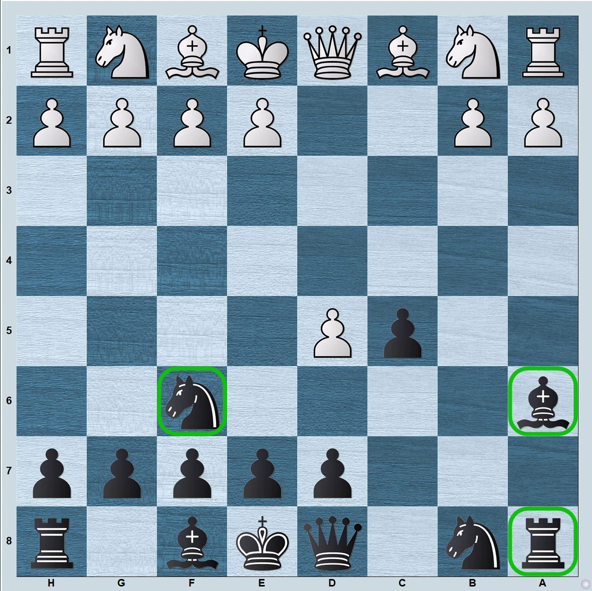 Position after 5...Bxa6 in the Benko Gambit Accepted main line,Variation
