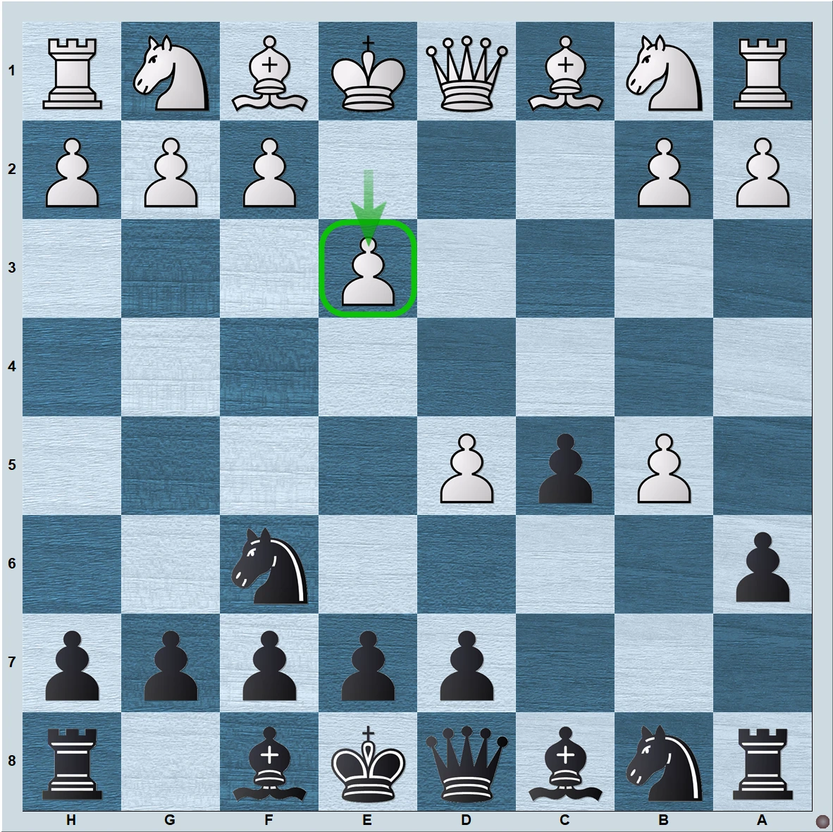 Position after 5.e3 — Modern Approach by White,Variation