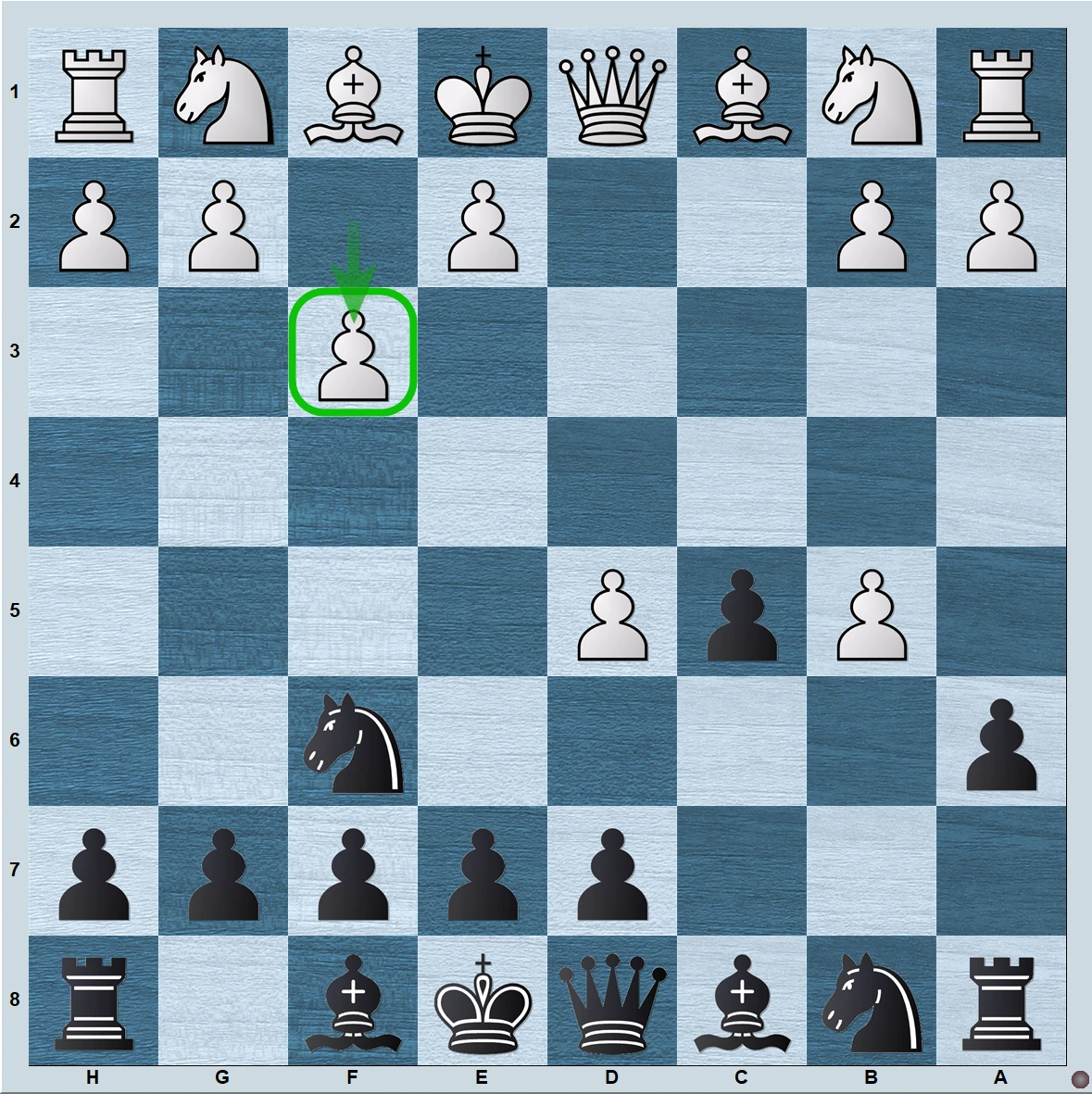 Position after 5.f3 in the Dlugy Variation,Variation