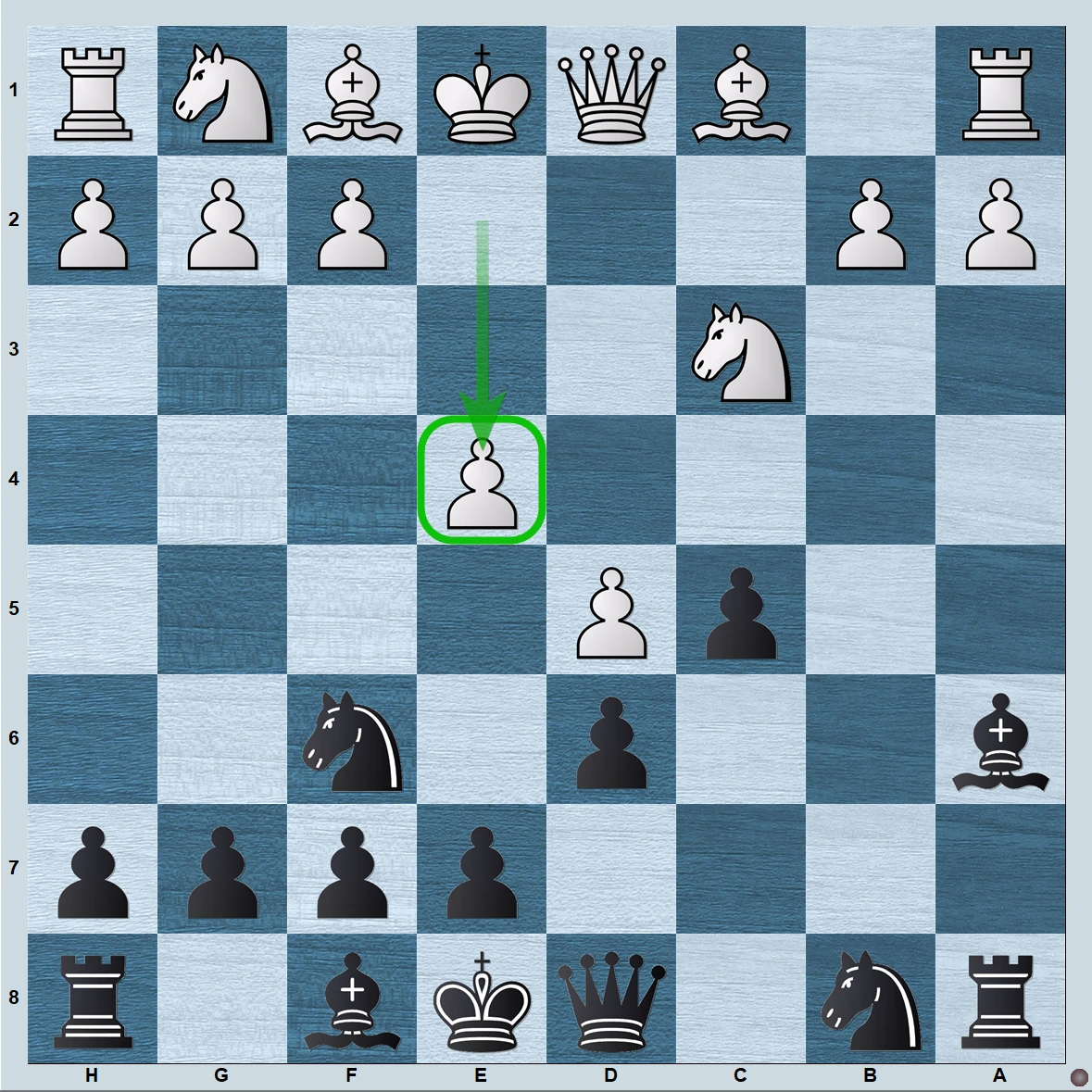 Position after 7.e4 in the King’s Walk variation,Variation