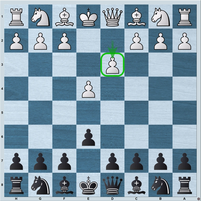French Defense against the King's Indian Attack setup (2.d3)