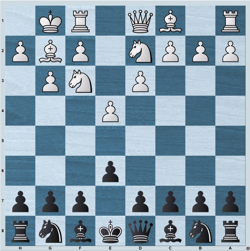 White's setup in the King's Indian Attack against the French Defense