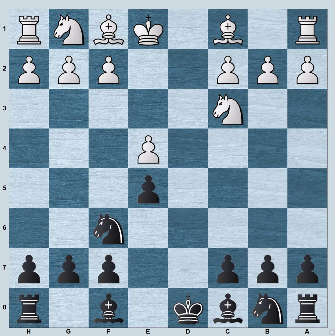 Philidor Improved Hanham endgame, position after the queen trade
