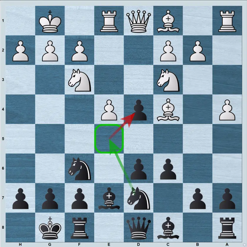Philidor Improved Hanham, position after 8...exd4